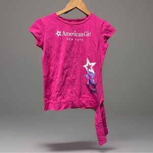 American Girl Pink T-shirt with waist tie size 14/16 girls EUC